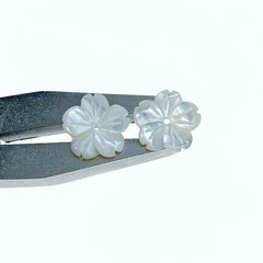 10pc Hibuscus Flower Beads White Mother Of Pearl Charms 10mm Hand Carved DIY Jewelry Flower Beads WM-0152