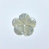Flower Beads White Mother Of Pearl Hibiscus Tropical Flower Hand Carved WM-0184