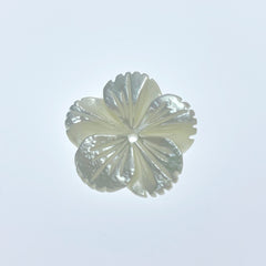 Flower Beads White Mother Of Pearl Hibiscus Tropical Flower Hand Carved WM-0184