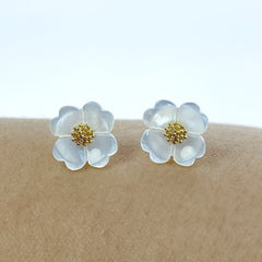 Flower Bowl Beads White Mother Of Pearl 10mm Charms For DIY Jewelry WM-0079