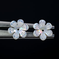10pc Mother of Pearl Daisy Flower Beads White 10mm Minimalist Natural Organic DIY For Jewelry Making Earrings Hand Carved Shell WM-0001