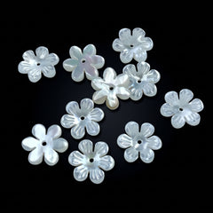 10pc Mother of Pearl Daisy Flower Beads White 10mm Minimalist Natural Organic DIY For Jewelry Making Earrings Hand Carved Shell WM-0001