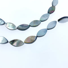 Marquise Beads Full Strand Black Mother of Pearl Flat Beads