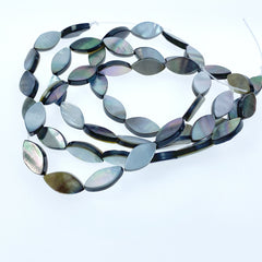 Marquise Beads Full Strand Black Mother of Pearl Flat Beads