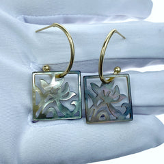 Orchid Flower Beads Black Mother of Pearl BM-0038