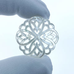 Rosette Flower Beads White Mother Of Pearl Round Filigree WM-0074