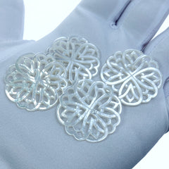 Rosette Flower Beads White Mother Of Pearl Round Filigree WM-0074