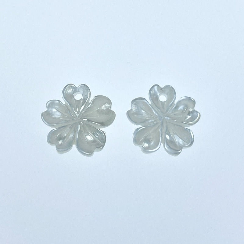 10pc Sakura Cherry Blossom Flower Beads White Mother Of Pearl 10mm WM-0096