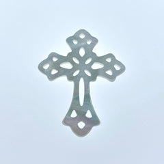 2pc Filigree Cross Connectors Pendants White Mother Of Pearl WM-0224