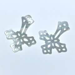 2pc Filigree Cross Connectors Pendants White Mother Of Pearl WM-0224
