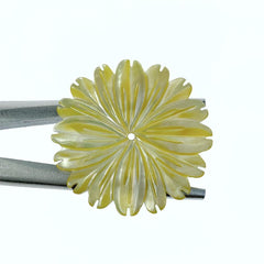 4pc 30mm Hand Carved Yellow Mother of Pearl Daisy Flower Beads YM-0010