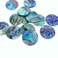 4pc 25mm Natural Abalone Shell Round Disc Connectors Pendants AB-0017
