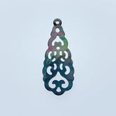 2pc Filigree Drop Shape Black Mother Of Pearl Beads Charm Pendant 35m Natural Organic Hand Carved For Jewelry Earring Making Minimal BM-0036