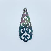 2pc Filigree Drop Shape Black Mother Of Pearl Beads Charm Pendant BM-0036