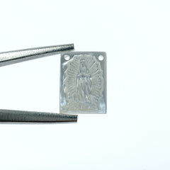 2pc Virgin Mary White Mother Of Pearl 15mm Connector Pendant Religious Jewelry Rosary Making Hand Carved Natural Shell Earrings New WM-0055