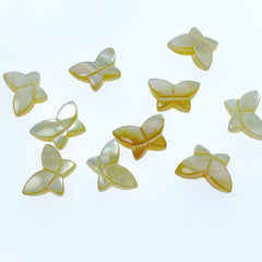 4pc Yellow Mother Of Pearl Butterfly Beads Hand Carved 12mm Charms Pendants DIY Jewelry Earring Making Natural Pearl Handmade YM-0004
