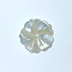 6pc 18mm Hand Carved White Mother of Pearl Bauhinia Flower Beads WM-0130