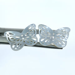 2pc 18mm x 25mm White Mother of Pearl Filigree Butterfly Connector Pendants WM-0219