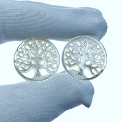 2pc Tree Of Life Beads White Mother of Pearl Pendants WM-0072