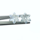 Tropical Flower Beads White Mother Of Pearl 14mm Hand Carved WM-0076