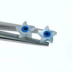 10pc Evil Eye Star Beads White Mother Of Pearl 10mm Hand Carved Charms DIY Jewelry WM-0081