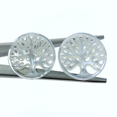 2pc Tree Of Life Beads White Mother of Pearl Pendants WM-0072