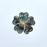 6pc 20mm Hand Carved Black Mother of Pearl 5-petal Flower Beads BM-0107