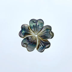 6pc 20mm Hand Carved Black Mother of Pearl 5-petal Flower Beads BM-0107