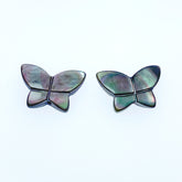 4pc 10mm x 12mm Organic Hand Carved Black Mother of Pearl Butterfly Beads BM-0015