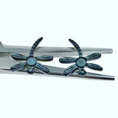 2pair 18mm x 20mm Hand Carved Black Mother of Pearl Dragonfly Charms Pendants BM-0060