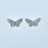 4pc 7mm x 13mm Organic Hand Carved White Mother of Pearl Butterfly Beads WM-0094
