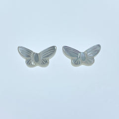 4pc 7mm x 13mm Organic Hand Carved White Mother of Pearl Butterfly Beads WM-0094