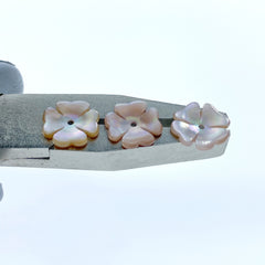 10pc Pink Mother Of Pearl Flower Beads 10mm Hand Carved Flower Charms For Earrings Jewelry Making Minimalistic Cute Design Natural PM-0001