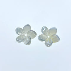 10pc Tropical 5 Petal Flower White Mother of Pearl Beads 10mm Hawaiian Minimalist Design For Earrings Jewelry Making WM-0034