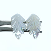2pc 18mm x 31mm White Mother of Pearl Hand Carved Leaf Pendants WM-0044