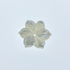 10pc Tropical Flower Beads White Mother Of Pearl 15mm Hand Carved WM-0183