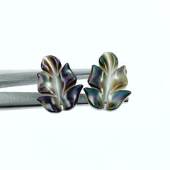 6pc Black Mother Of Pearl Leaf Beads Charms 17mm Hand Carved DIY Jewelry Earring Making Pendants Natural Pearl Paua Shell Beads BM-0007