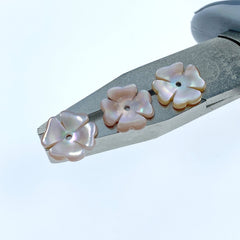 10pc Pink Mother Of Pearl Flower Beads 10mm Hand Carved Flower Charms For Earrings Jewelry Making Minimalistic Cute Design Natural PM-0001