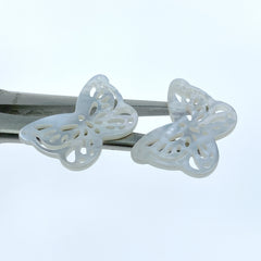 2pc 18mm x 25mm White Mother of Pearl Filigree Butterfly Connector Pendants WM-0219