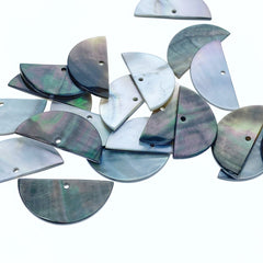 10pc Half Disc Black Mother Of Pearl Beads 30mm Charm Pendants