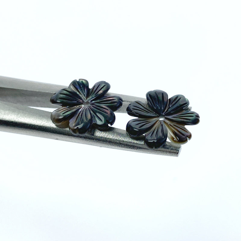 Black Daisy Flower Mother Of Pearl Beads 15mm BM-0022