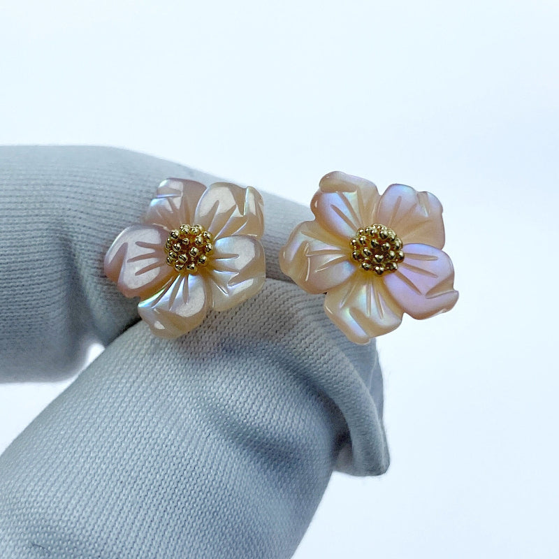 10pc Bauhinia Flower Pink Mother Of Pearl Shell Beads 12mm PM-0003