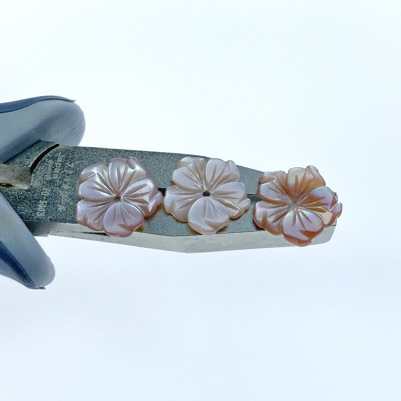 10pc Bauhinia Flower Pink Mother Of Pearl Shell Beads 12mm PM-0003