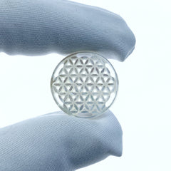 2pc 20mm White Mother of Pearl Flower Of Life Round Pendant WM-0146