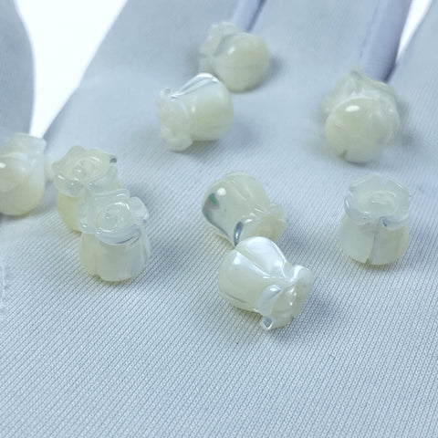 Tulip Flower Beads White Mother Of Pearl WM-0036