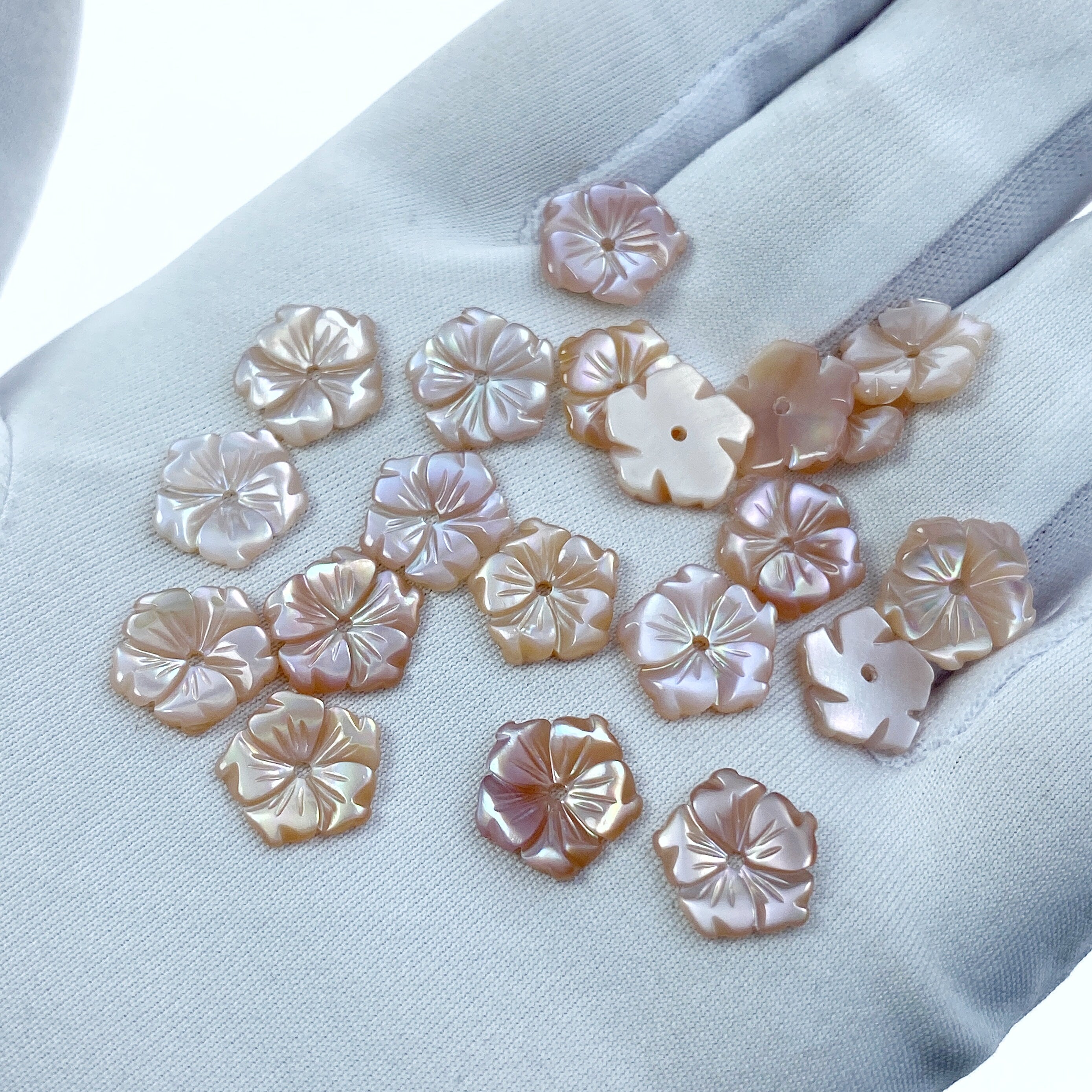 10pc Pink Bauhinia Tropical Flower Beads Mother Of Pearl 10mm Hand Carved Hawaii Minimalist DIY Jewelry Making Earrings Organic PM-0002