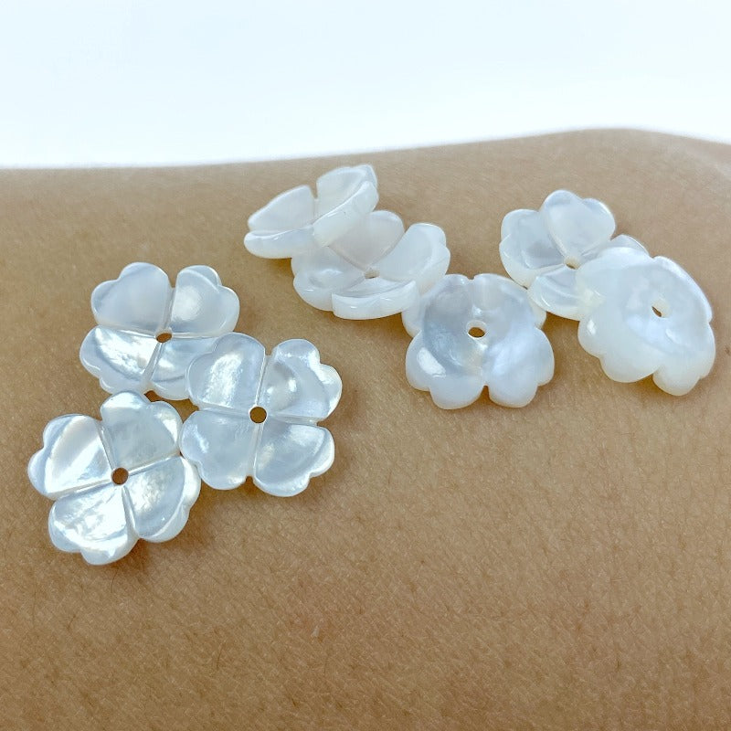 Flower Bowl Beads White Mother Of Pearl 10mm Charms For DIY Jewelry WM-0079