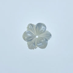 Hibiscus Flower Beads White Mother Of Pearl 12mm Hand Carved WM-0212