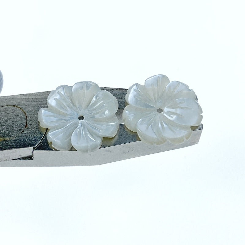 Buy Flower Beads White Mother Of Pearl Hand Carved BestBeadSupply.com