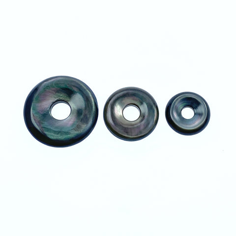 12mm, 15mm, 20mm Natural Black Mother of Pearl Donut Circle Pendants BM-0086